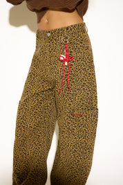 LEOPARD PRINT BAGGY PANT WITH CARGO POCKET