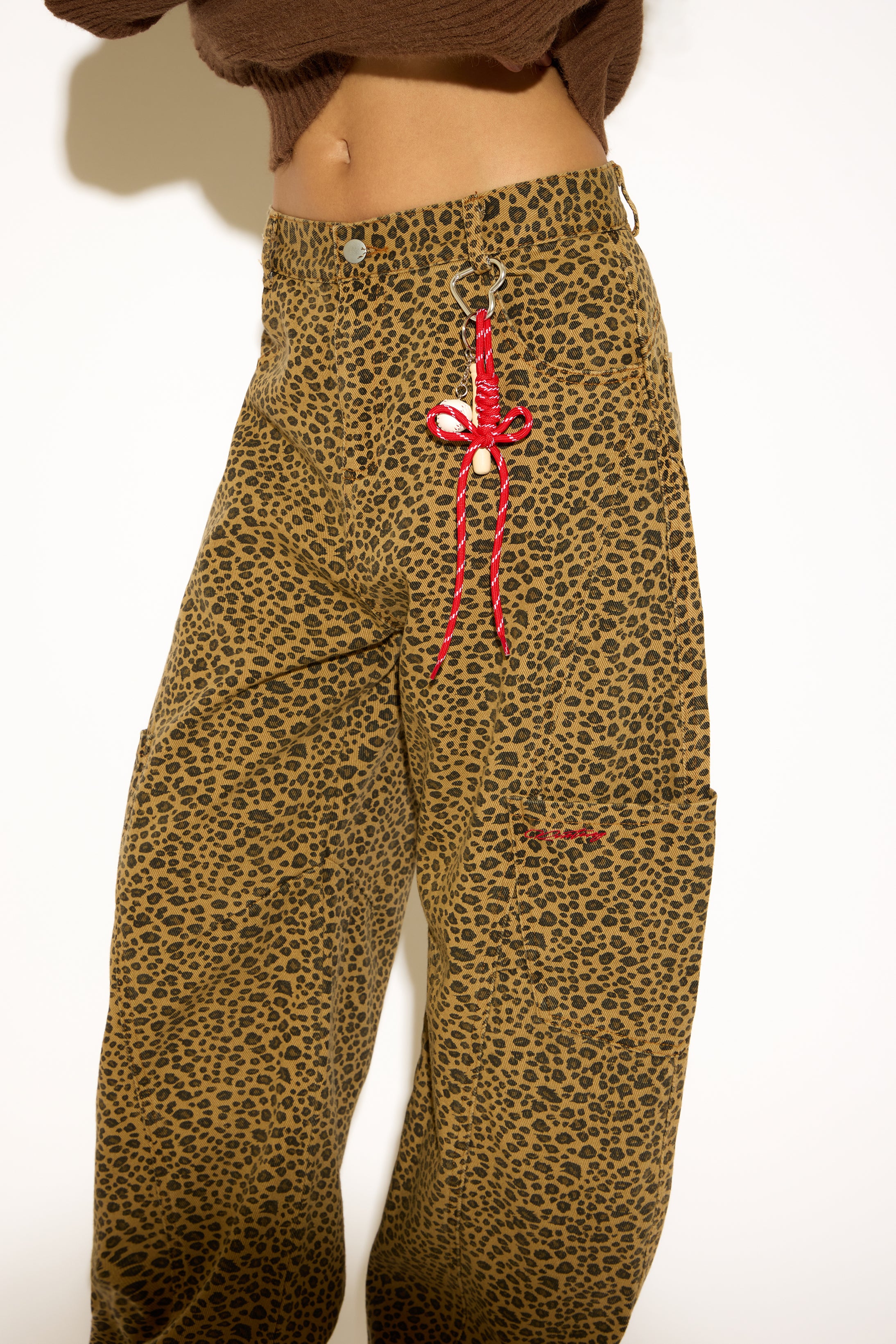 LEOPARD PRINT BAGGY PANT WITH CARGO POCKET