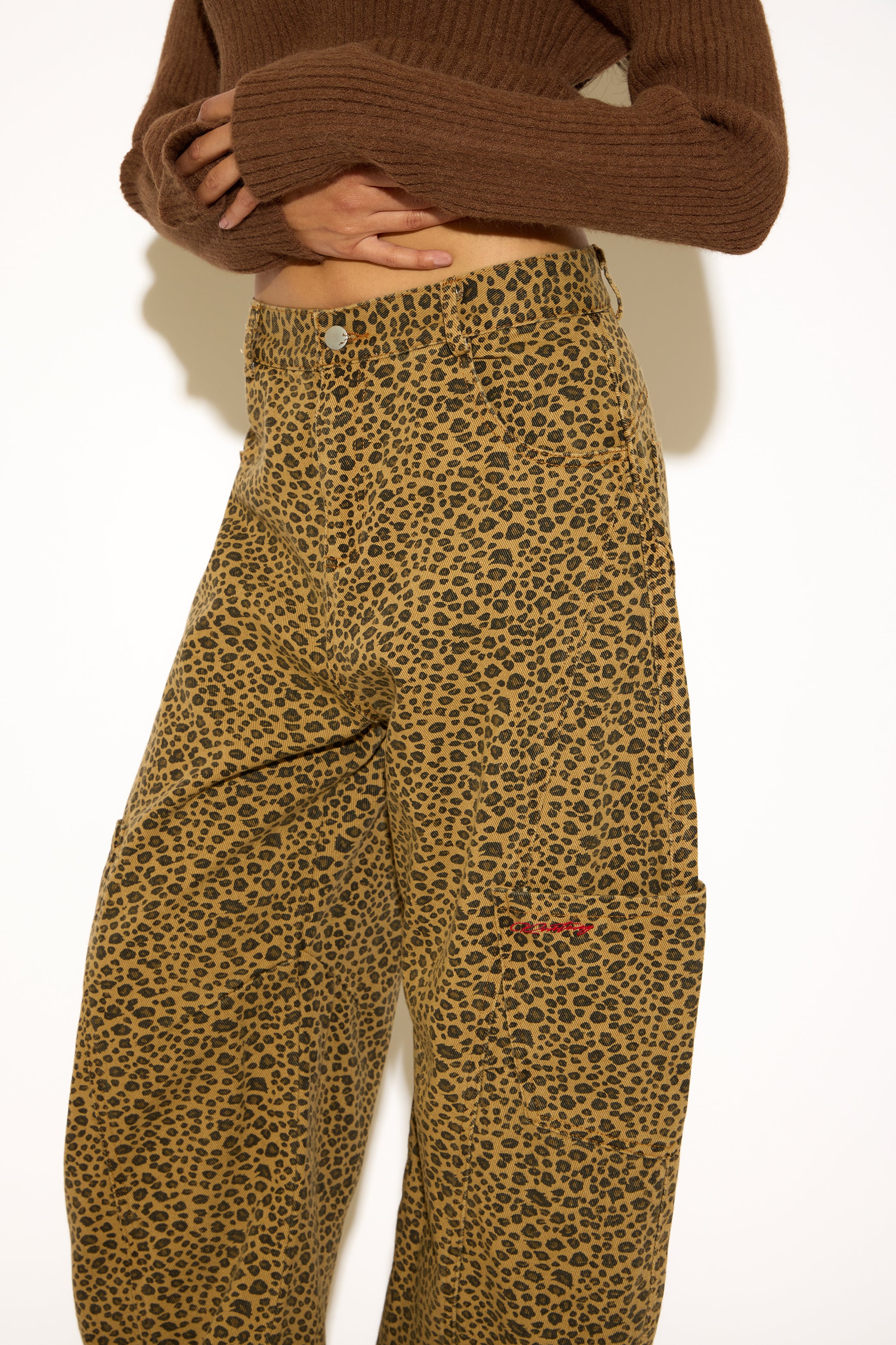 LEOPARD PRINT BAGGY PANT WITH CARGO POCKET