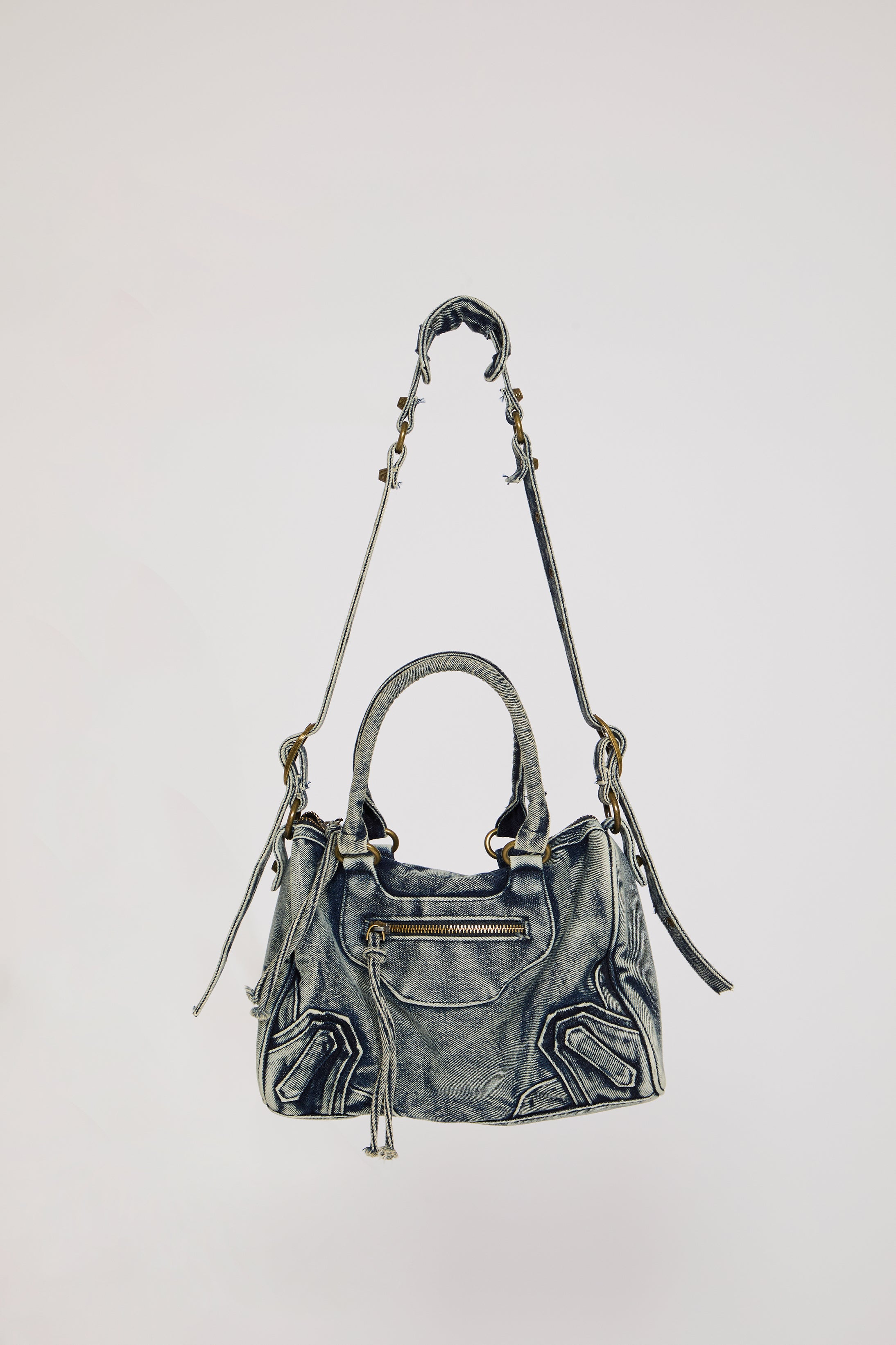 DENIM BOWLER BAG W CROSSBODY STRAP