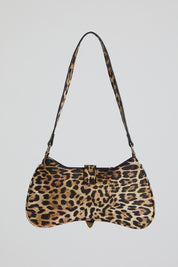 M SHAPE LEOPARD PRINT SHOULDER BAG WITH BUCKLE DETAIL