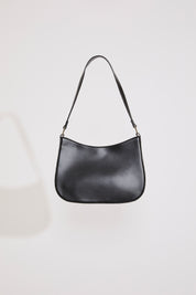 VEGAN LEATHER SHOULDER BAG W GUSSET