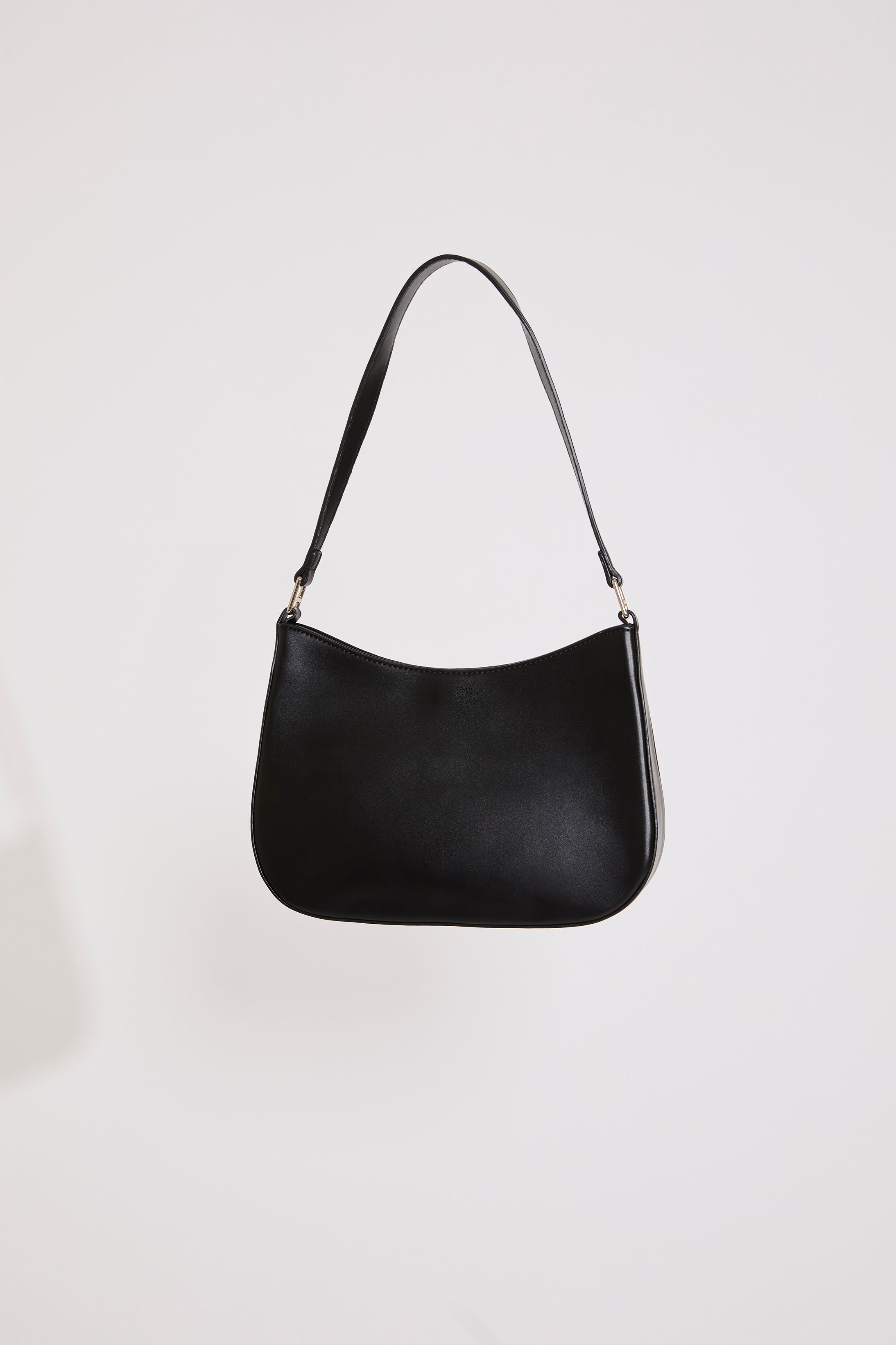 VEGAN LEATHER SHOULDER BAG W GUSSET