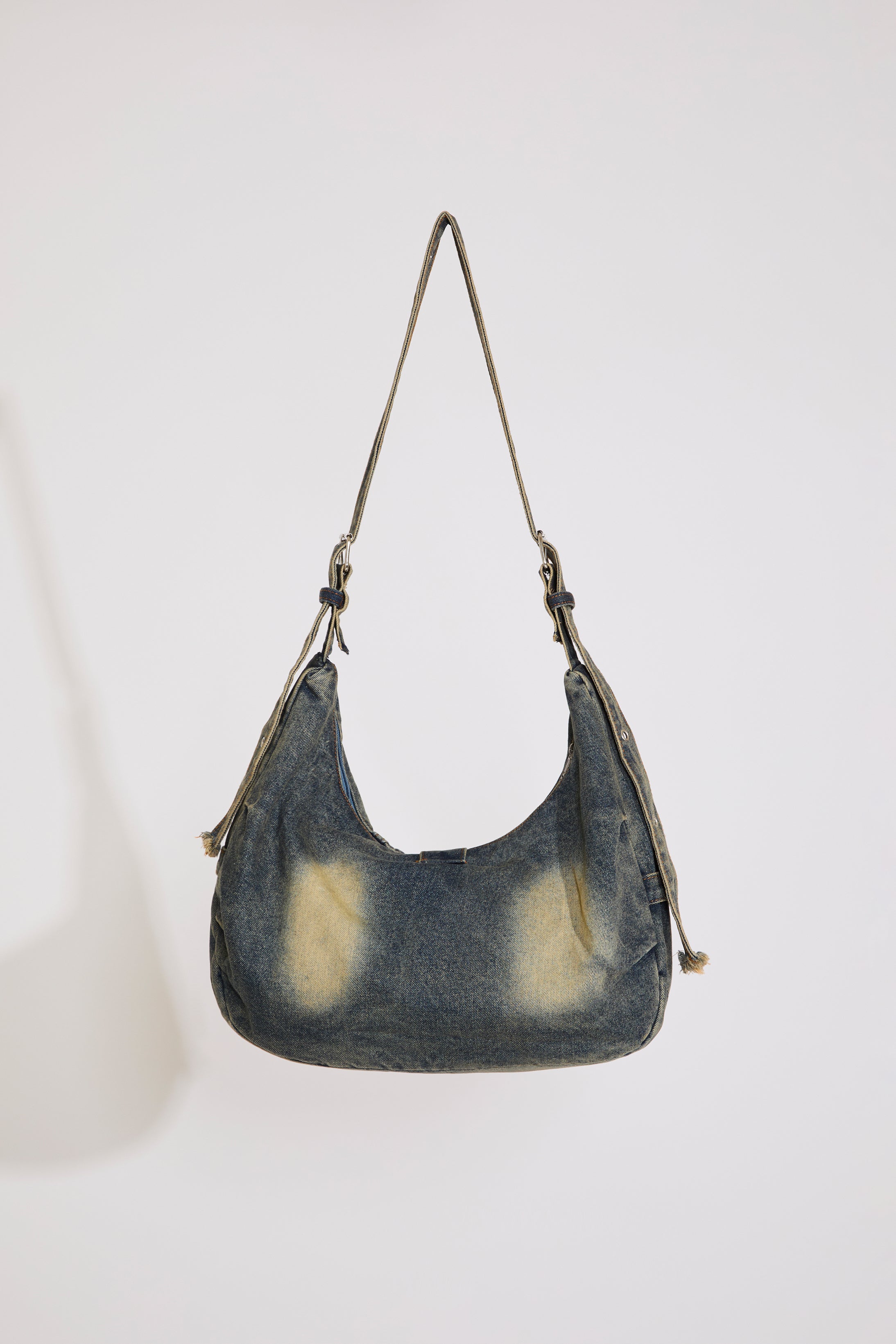 ACID WASHED DENIM HOBO BAG
