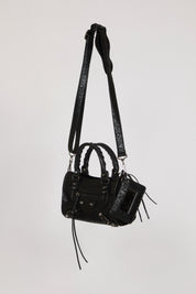 VEGAN LEATHER BOWLER BAG W LUGGAGE TAG
