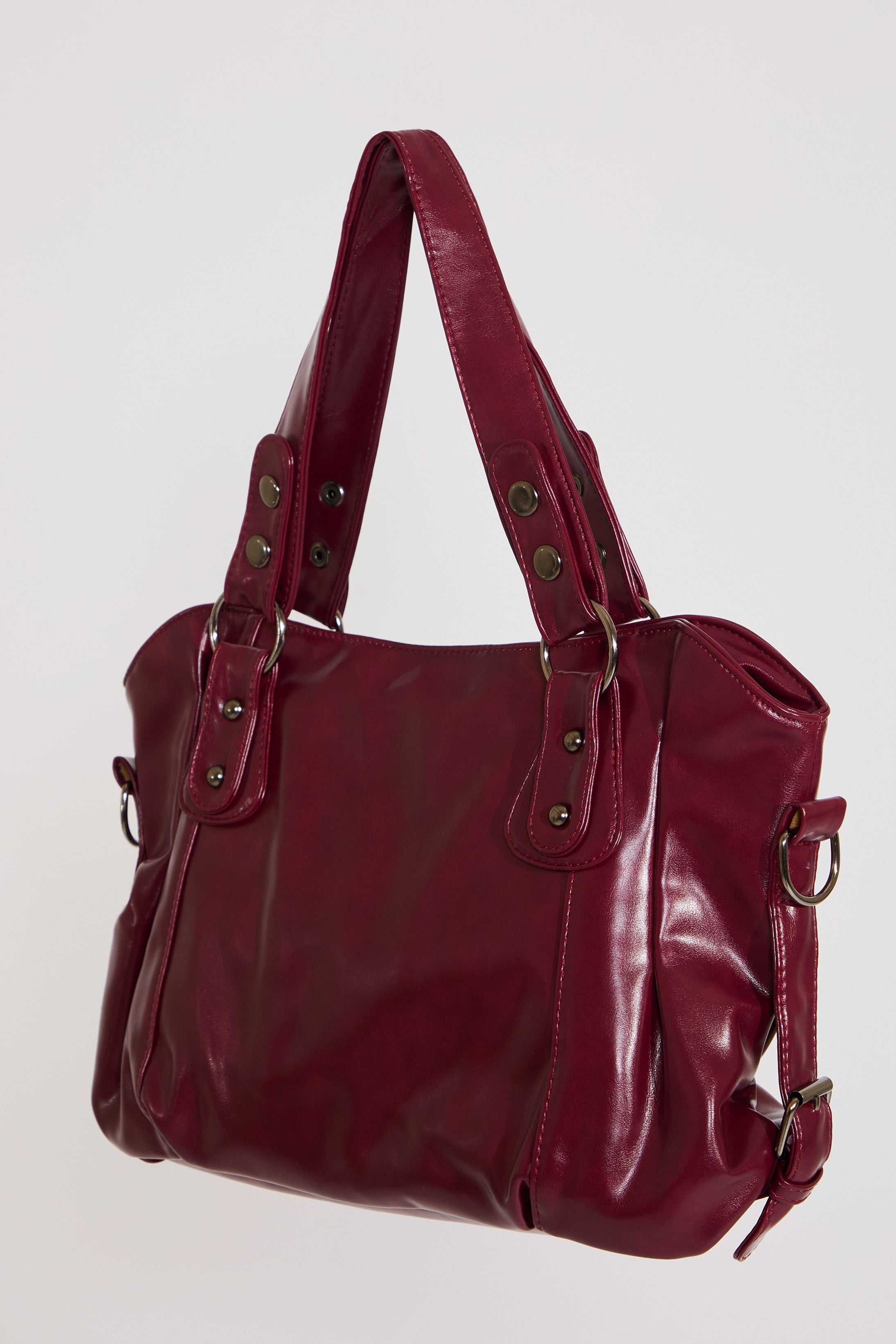 VEGAN LEATHER SLOUCHY HANDBAG WITH CROSSBODY STRAP