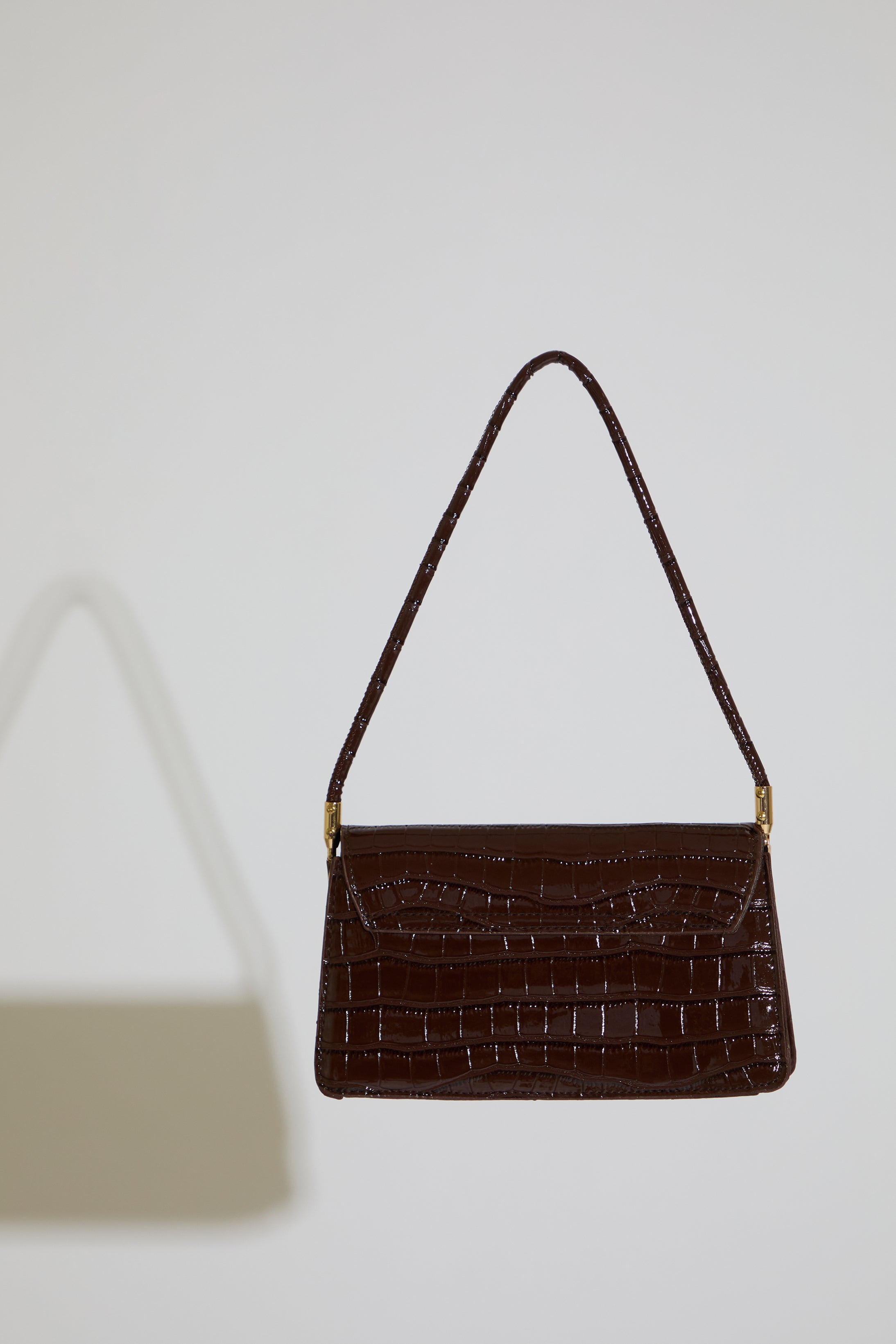 VEGAN CROCODILE FLAP CLOSURE SHOULDER BAG