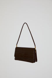 VEGAN CROCODILE FLAP CLOSURE SHOULDER BAG