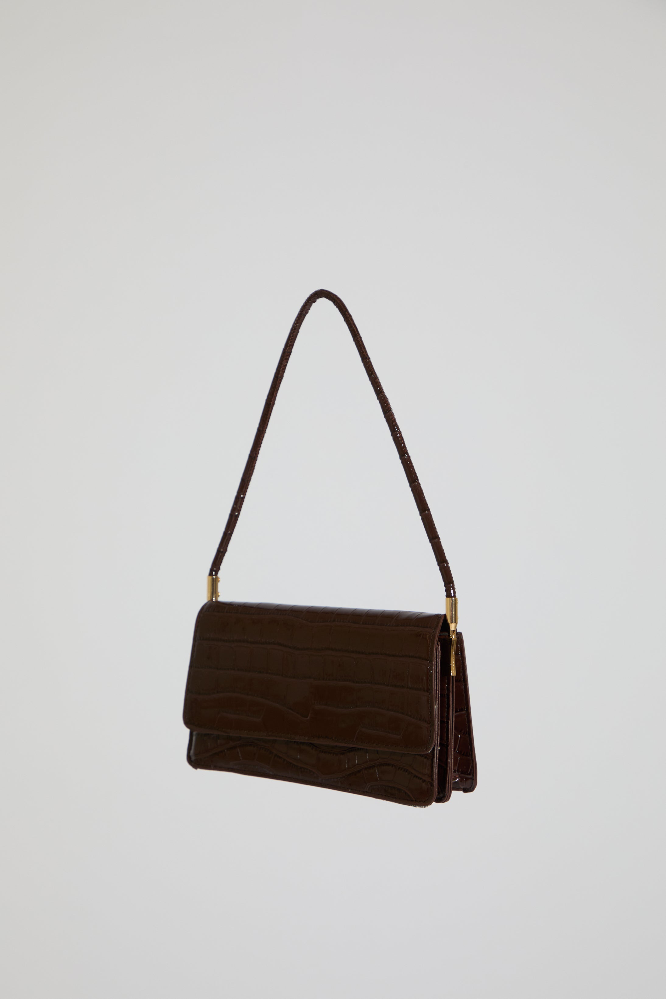 VEGAN CROCODILE FLAP CLOSURE SHOULDER BAG