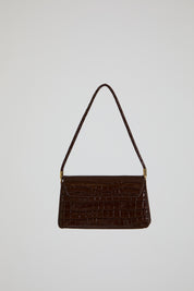VEGAN CROCODILE FLAP CLOSURE SHOULDER BAG