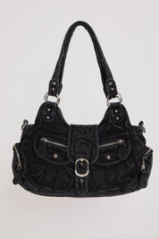 DENIM MULTI POCKET BAG WITH OPTIONAL CROSSBODY STRAP