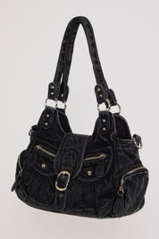 DENIM MULTI POCKET BAG WITH OPTIONAL CROSSBODY STRAP