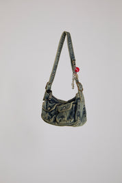 MULTI POCKET ACID WASHED SMALL DENIM BAG