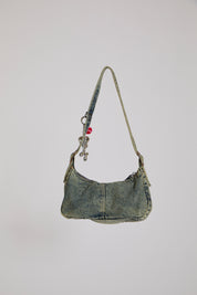 MULTI POCKET ACID WASHED SMALL DENIM BAG