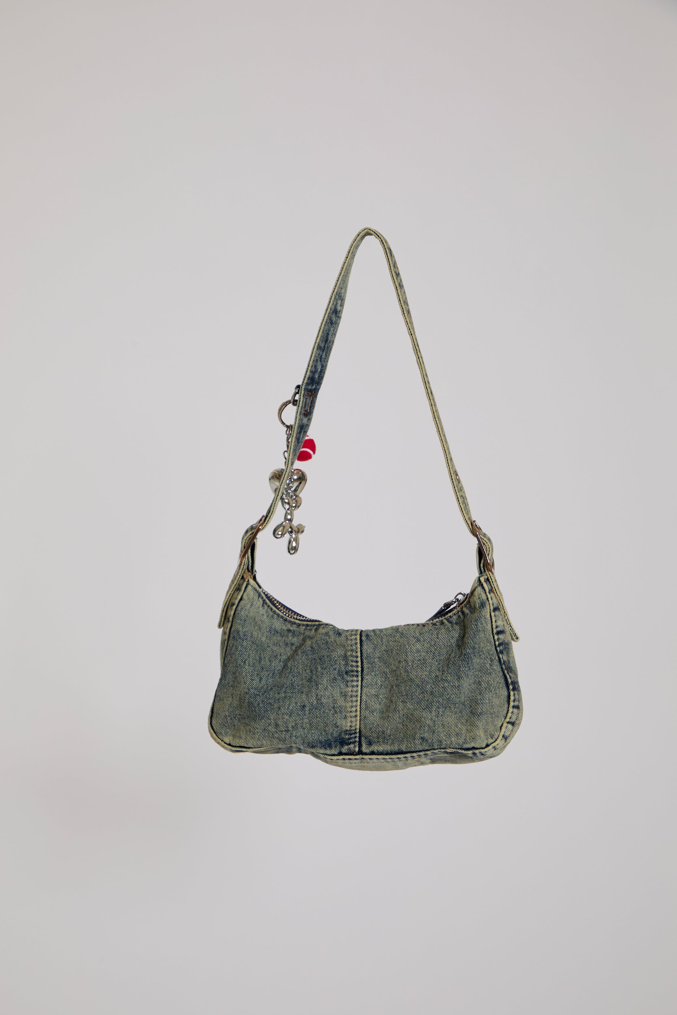 MULTI POCKET ACID WASHED SMALL DENIM BAG