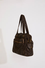 VEGAN LEATHER DUAL STRAP MULTI POCKET BAG
