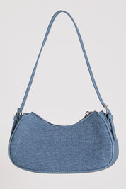 DENIM MULTI ZIPPER TWO STRAP SMALL BAG