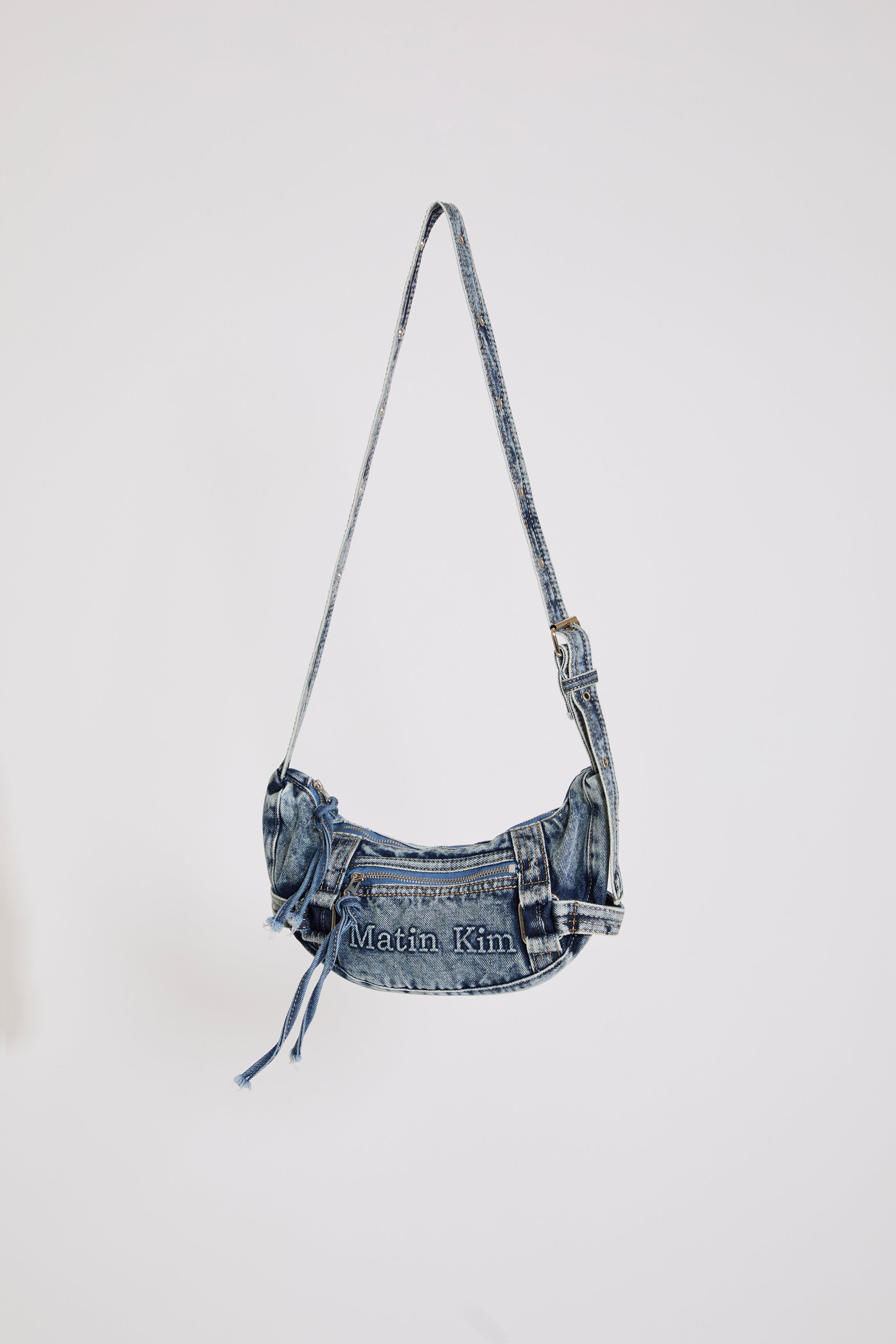 WASHED & WORN LOOK DENIM HOBO SHOULDER BAG