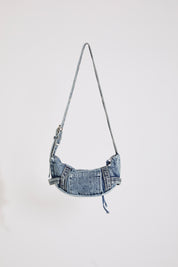 WASHED & WORN LOOK DENIM HOBO SHOULDER BAG