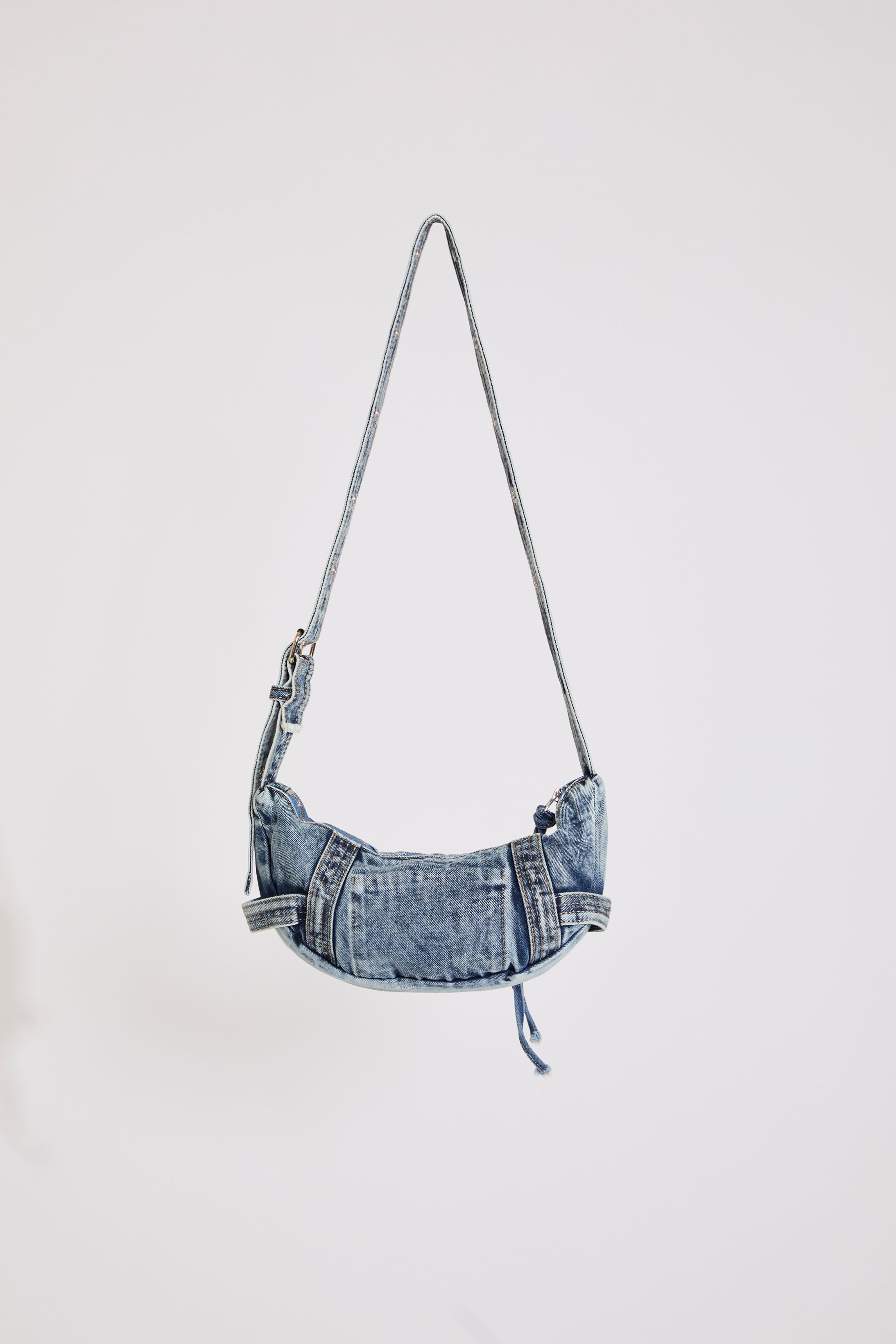 WASHED & WORN LOOK DENIM HOBO SHOULDER BAG