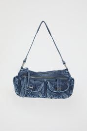 MULTI POCKET DENIM BAG WITH CROSSBODY HANDLE