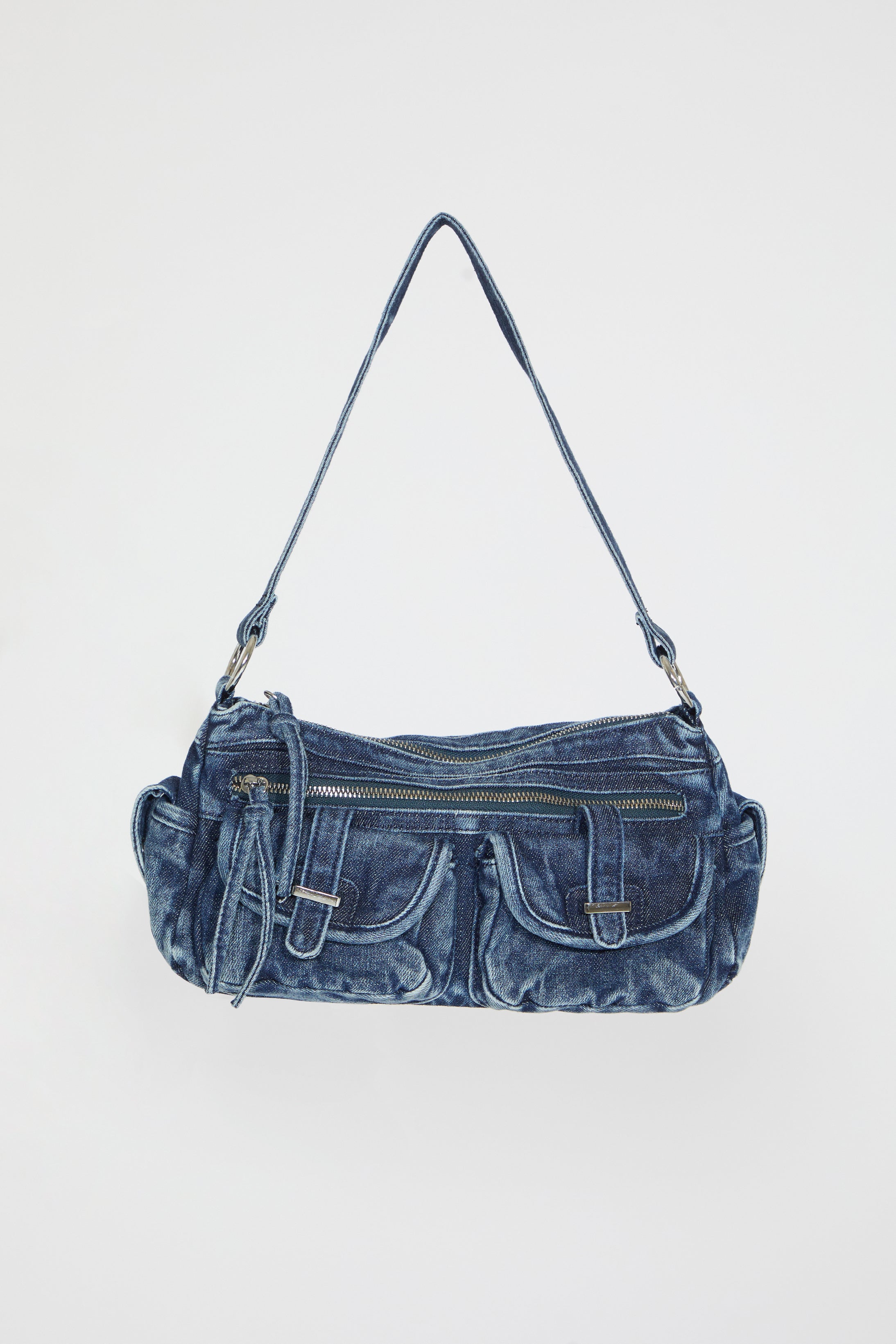 MULTI POCKET DENIM BAG WITH CROSSBODY HANDLE