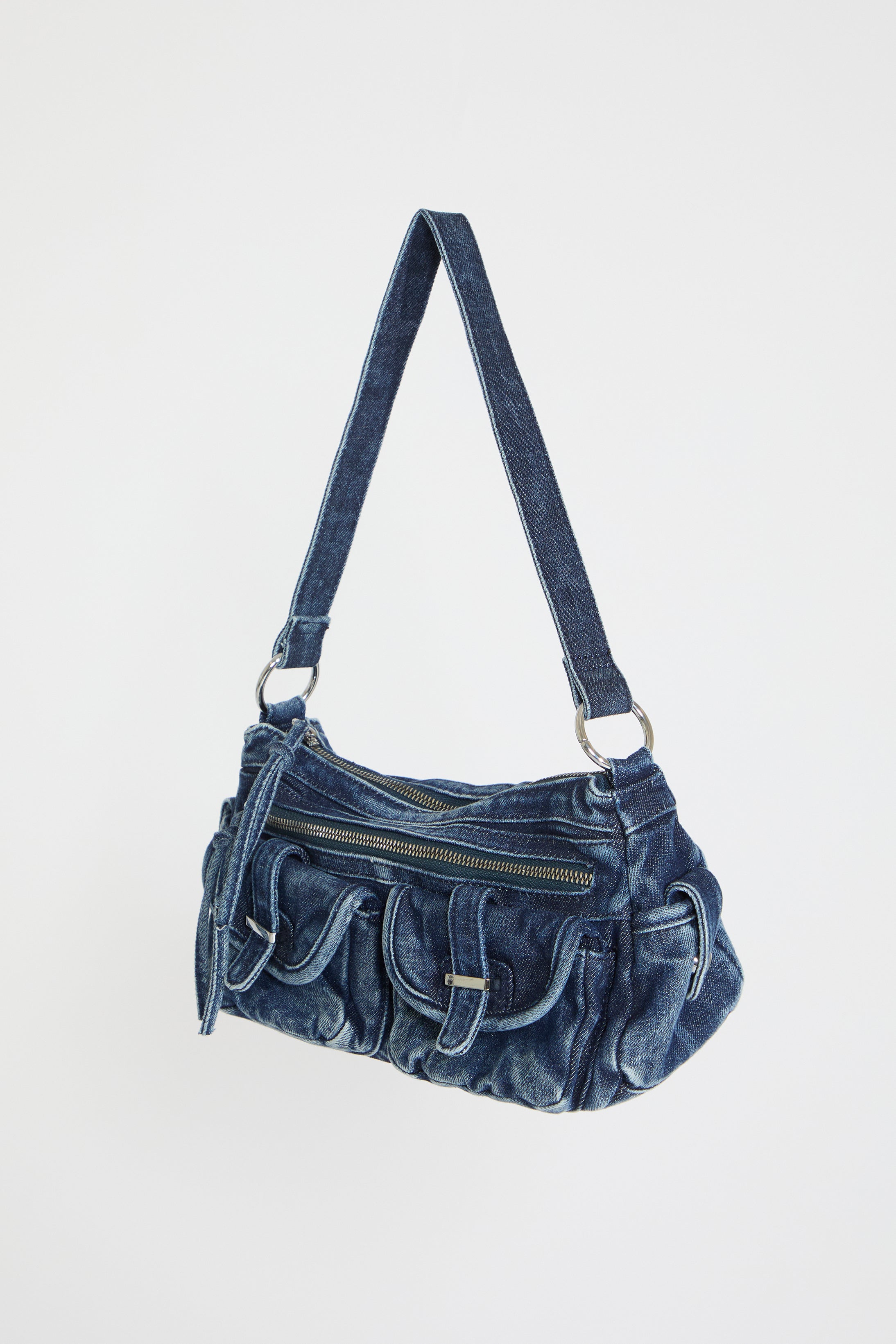 MULTI POCKET DENIM BAG WITH CROSSBODY HANDLE