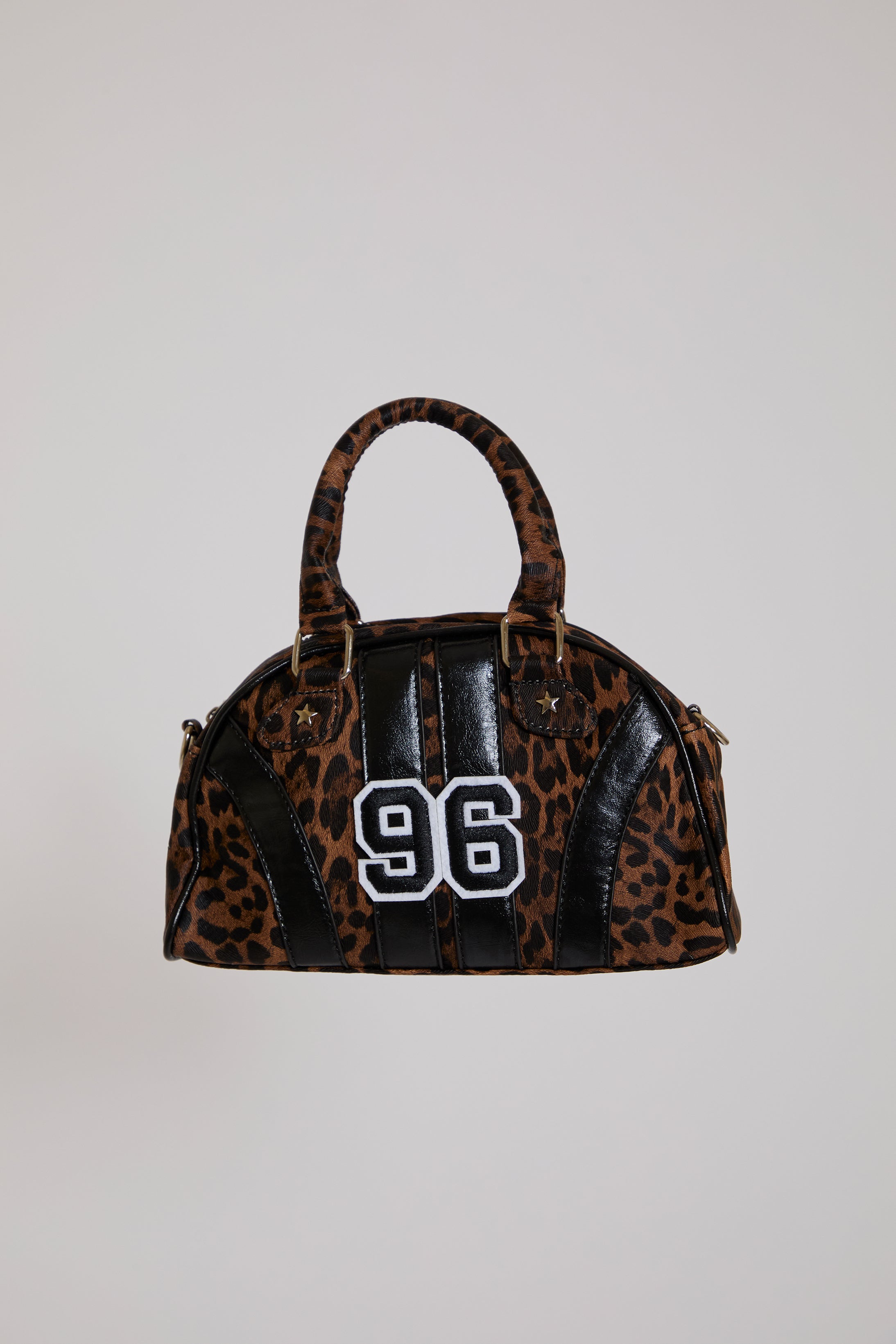 96 THEME LEOPARD PRINT BAG WITH CONTRAST DETAILS