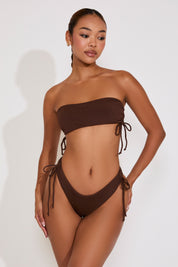 RIBBED BANDEAU TOP & HI-CUT BIKINI SET