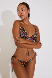 FLORAL PRINT HI CUT STRING BIKINI SET