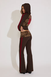 LEOPARD FRONT STRIPE SLEEVE ZIP UP HOODIE