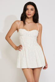 SWEETHEART NECKLINE EYELET CORSET TOP MINI DRESS