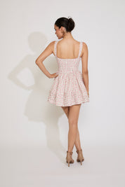 FLORAL PRINT SLEEVELESS CORSET TOP MINI DRESS