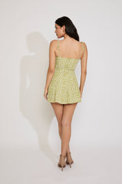 FLORAL PRINT TIE STRAP MINI DRESS