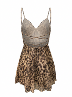 LEOPARD PRINT EMPIRE WAIST SLEEVELESS FLOWY MINI DRESS