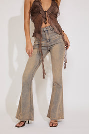 ACID WASHED EXTRA LARGE FLARED DENIM PANT