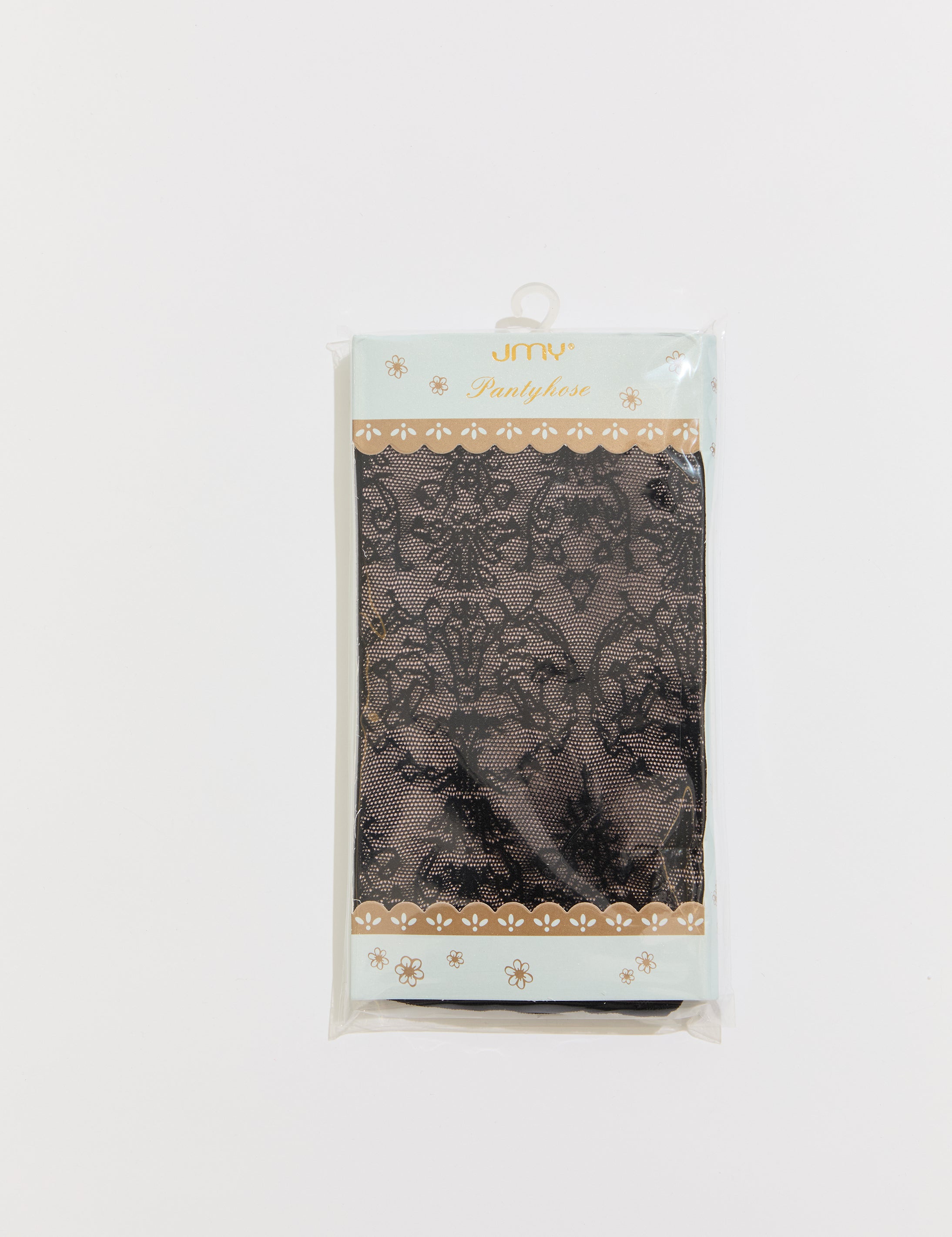 Packaged lace trim with a decorative pattern on a white background
