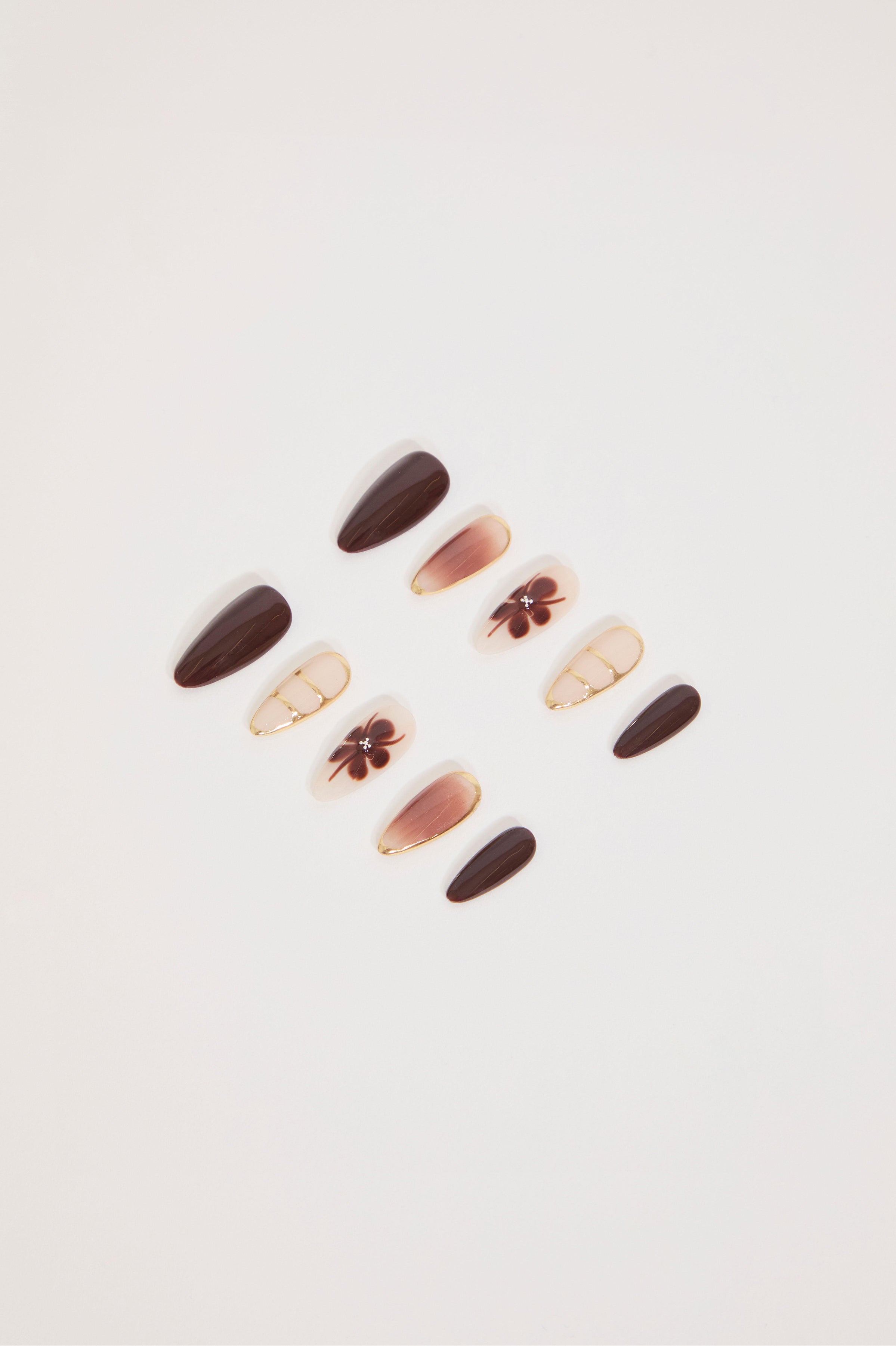 MULTI COLOR MIX PRINT ALMOND SHAPE PRESS ON NAILS