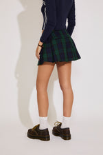 PLAID PRINT PLEATED SIDE ZIP MINI SKIRT