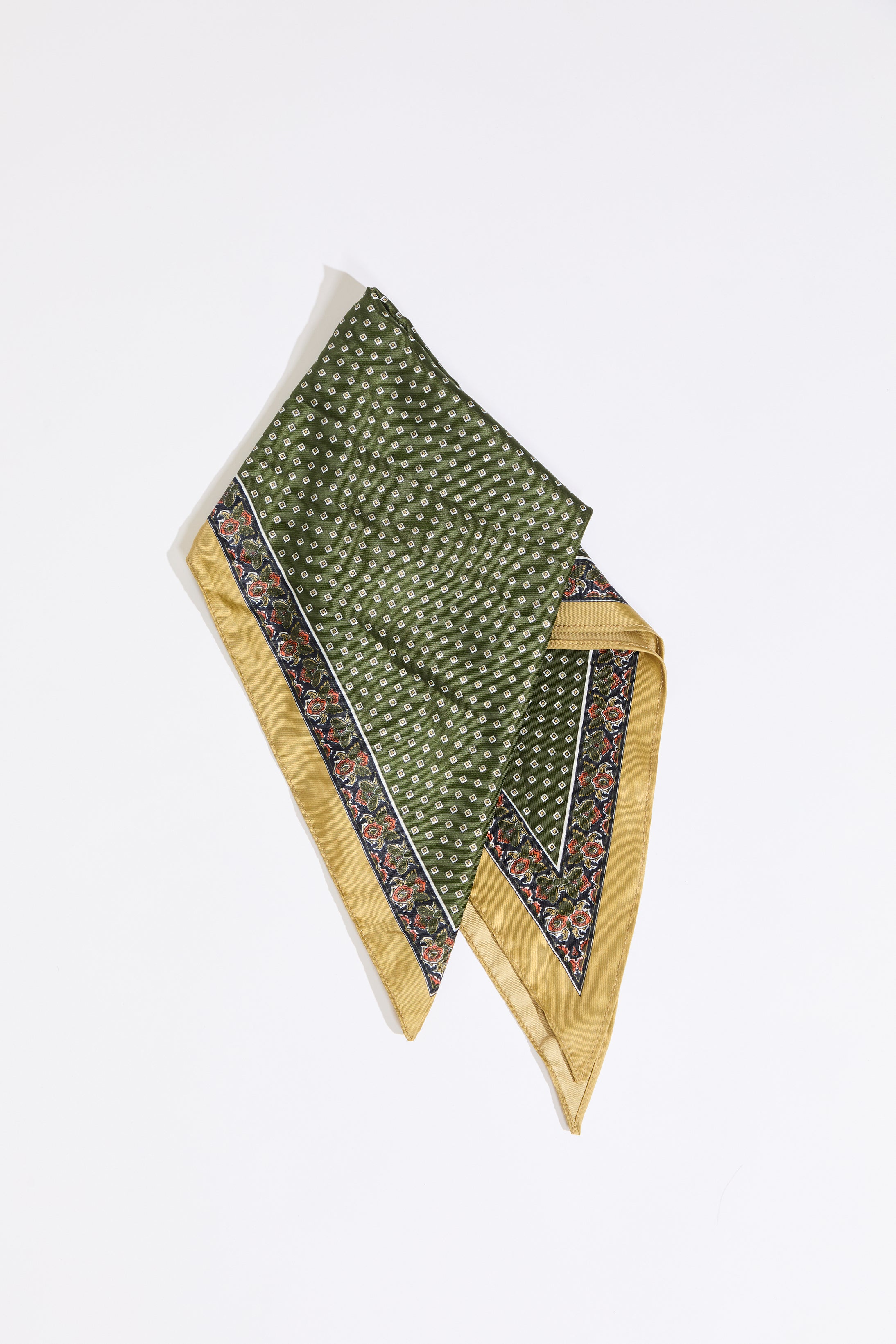 DISTY SQUARE & FLORAL PRINT CONTRAST EDGE SCARF