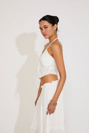 HALTER TIE NECK TEXTURED POINTED HEM TOP
