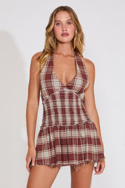 HALTER V NECK PLAID PRINT PEPLUM TOP SPTO25022703 (4)