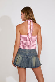 HORIZONTAL STRIPES HALTER CROP TOP