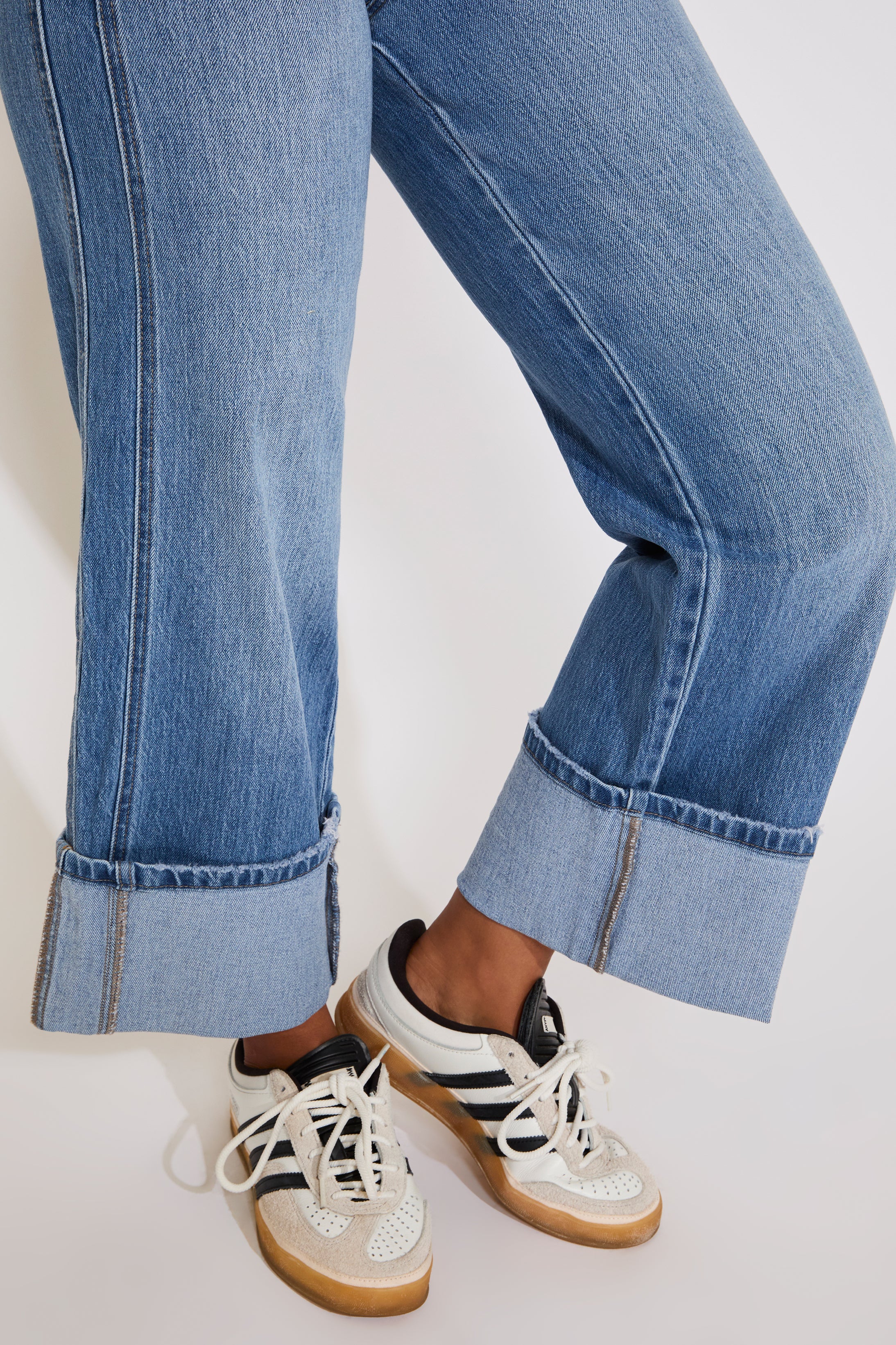SUPER HIGH RISE CUFFED BAGGY WIDE LEG DENIM PANT