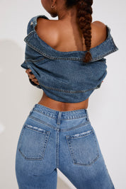 SUPER HIGH RISE CUFFED BAGGY WIDE LEG DENIM PANT