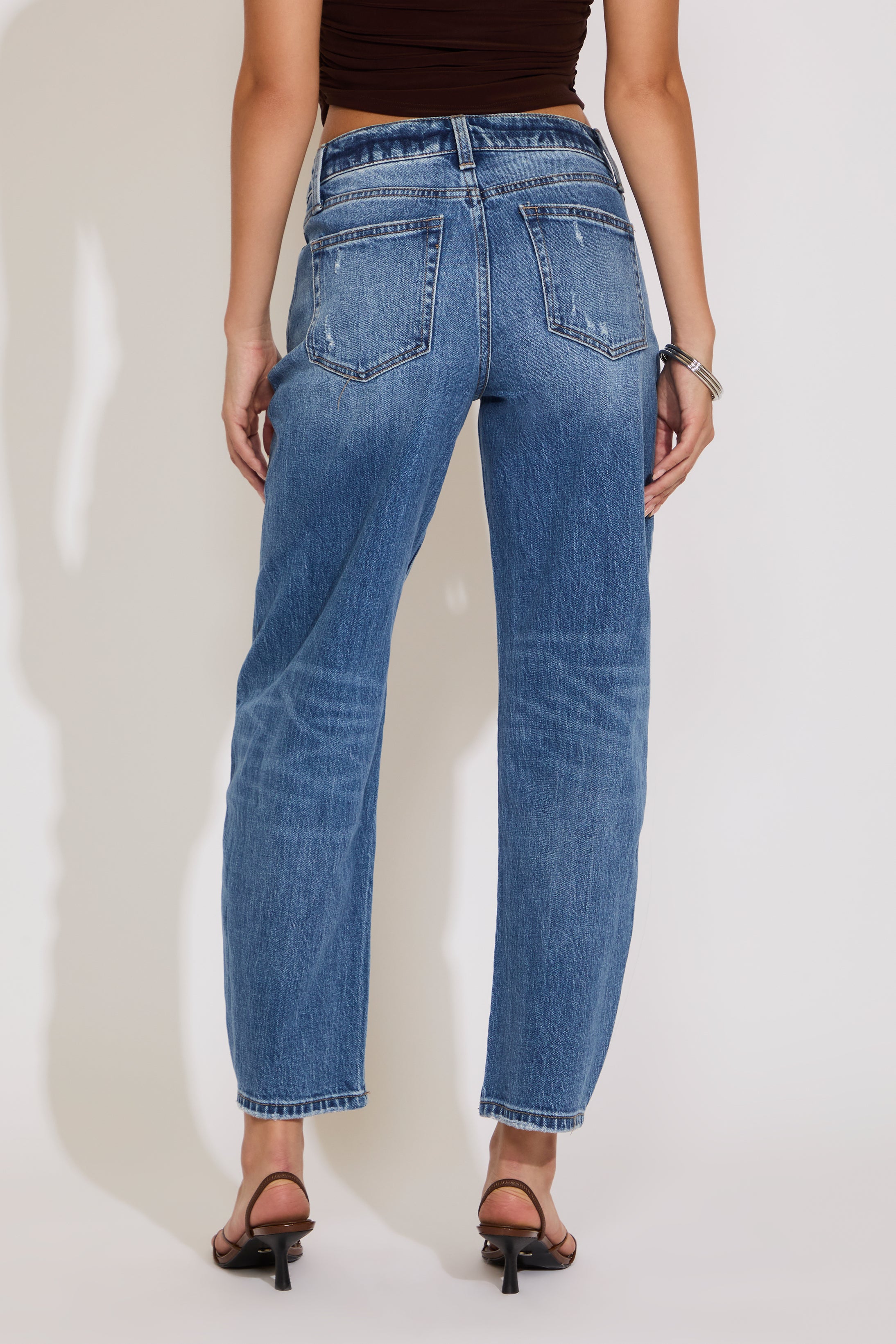 HIGH RISE MILD BARREL LEG ANKLE LENGTH PANT
