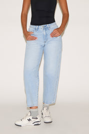 SUPER HIGH RISE CROP BARREL LEG DENIM PANT