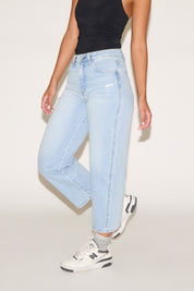 SUPER HIGH RISE CROP BARREL LEG DENIM PANT