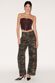 CAMO PRINT BAGGY FIT DENIM PANT