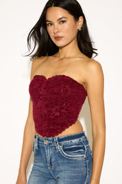 BRUSHED VELVET FLORAL TUBE TOP